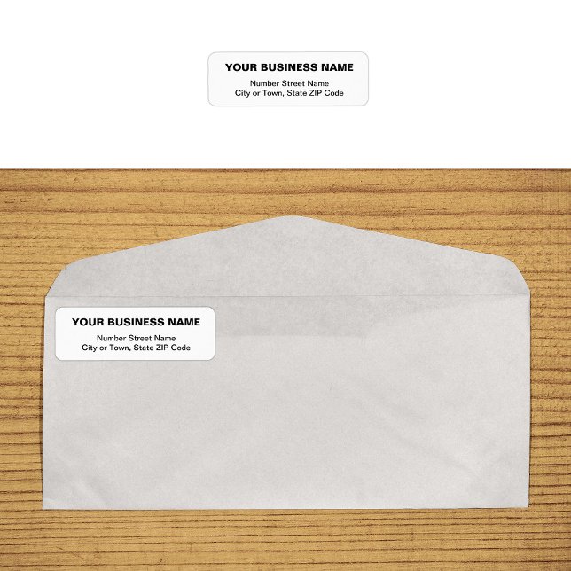 Text Based White Business Return Address Label (Plain text white business return address label on envelope)