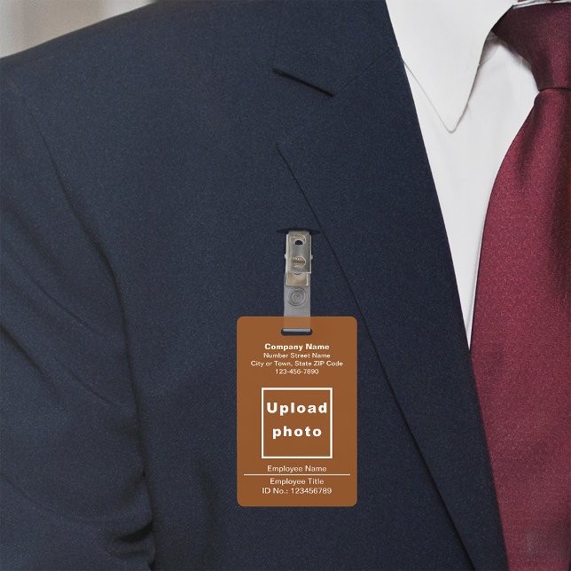 Text Based With Employee Photo Brown Badge (Brown company badge)