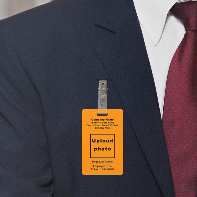 Text Based With Employee Photo Orange Badge (Orange color company badge)