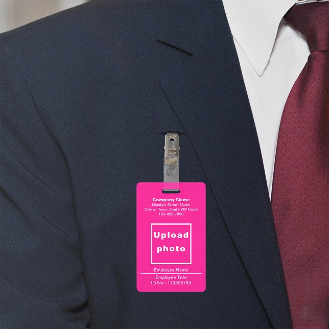 Text Based With Employee Photo Pink Badge (Pink company badge)