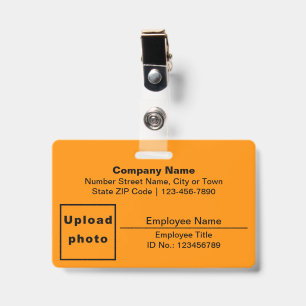 Text Based With Employee Photo Rectangle Orange Badge