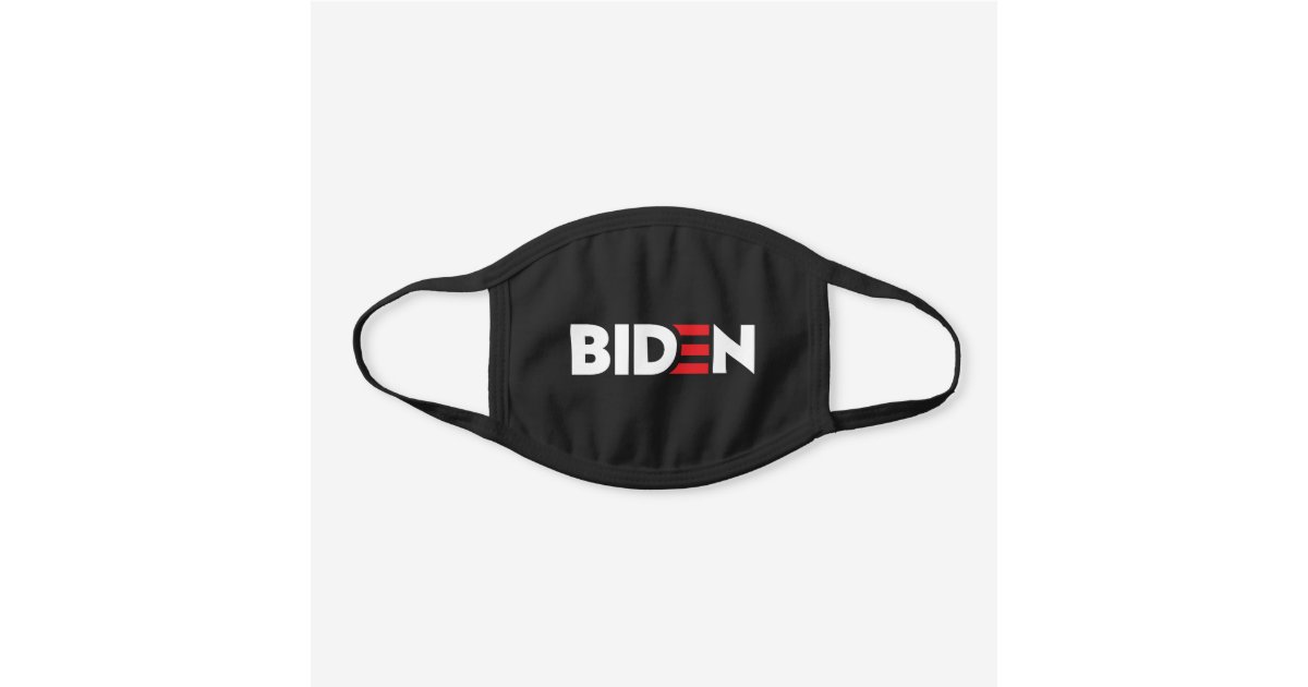 Text: Biden (logo) (white) Black Cotton Face Mask | Zazzle.ca