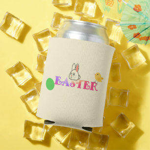 Text, bunny and chic Easter themed Can Cooler