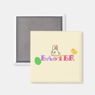 Text, bunny and chic Easter themed Magnet