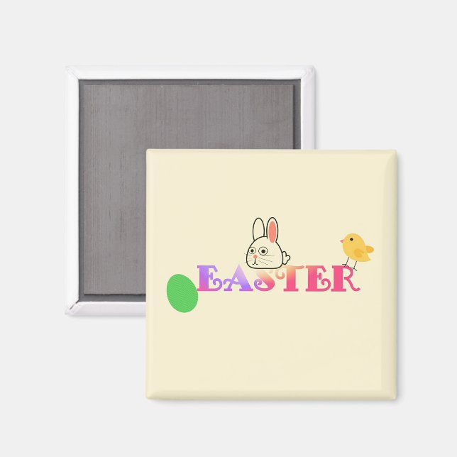Text, bunny and chic Easter themed Magnet (Front/Back)