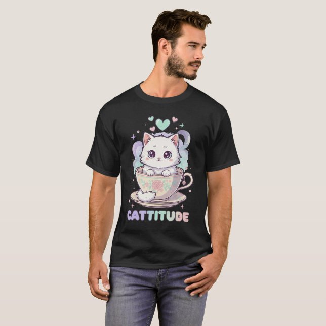 $$\text{CATTITUDE Kitty in a Cup tee (Front Full)