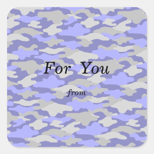 Text Custom Camouflage (Gray) Square Seal (Front)