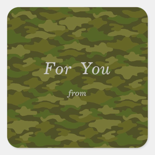 Text Custom Camouflage (Khaki) Square Seal (Front)
