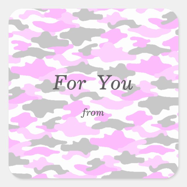 Text Custom Camouflage (Pink) Square Sticker (Front)