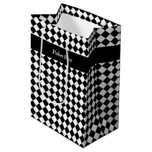 Text Custom Check (Black× White) Medium Gift Bag