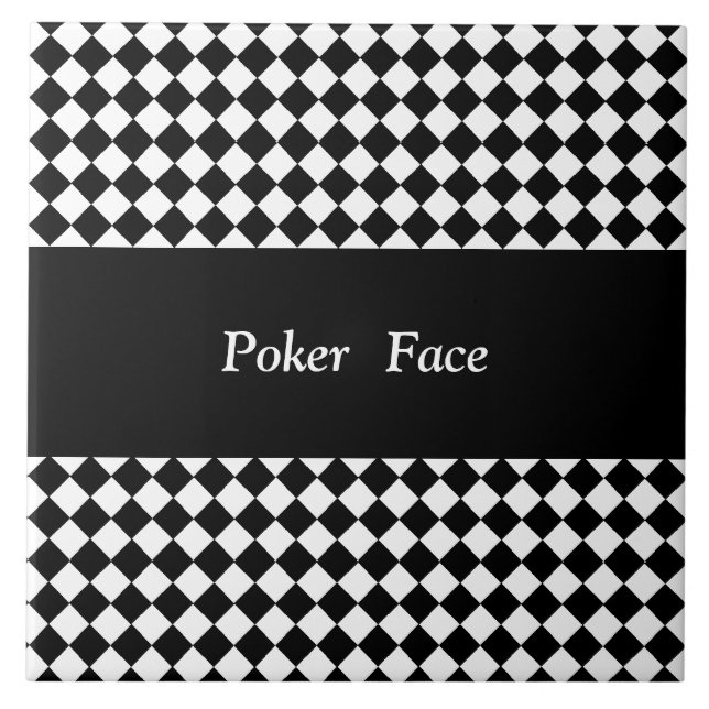 Text Custom Check (Black× White) Tile (Front)