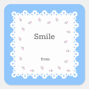 Text Custom Open & Lace (Blue) Square Sticker