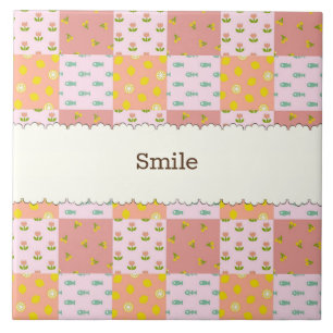 Text Custom Patchwork (Pink) Tile