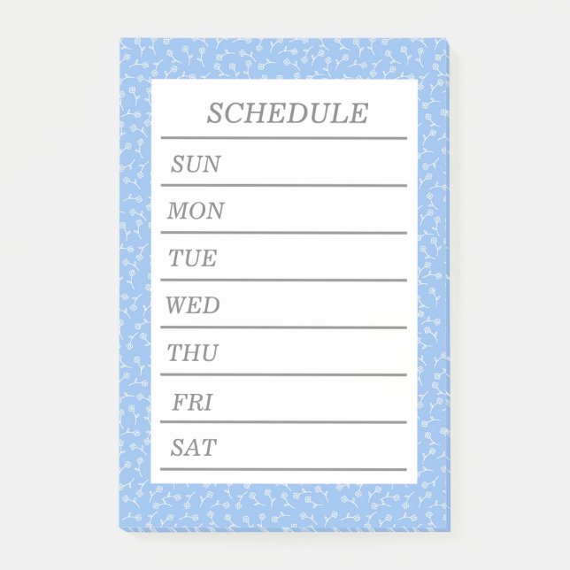 Text Custom Weekly Schedule Evening Make up (Blue) Post-it Notes (Front)
