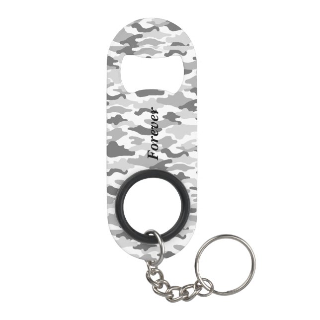 Text Customization Camo White Keychain Bottle Opener (Back)