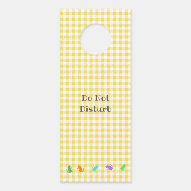 Text Customization CAT Yellow Pink Door Knob Sign (Front)