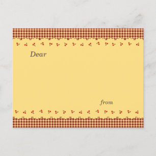 Text Customization Cherry Check Brown Postcard