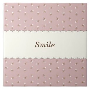 Text Customization Wild Rose Smokey Pink Tile
