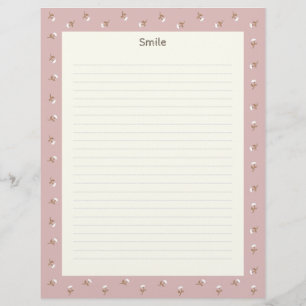 Text Customization Wildflower Pink Letterhead