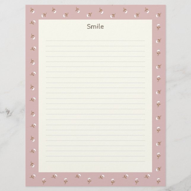 Text Customization Wildflower Pink Letterhead (Front)