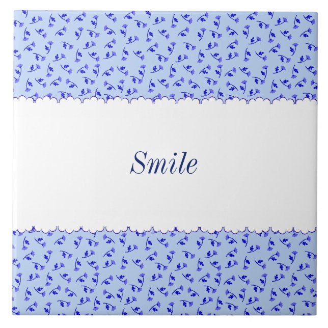 Text Customized Rose Blue Tiles (Front)