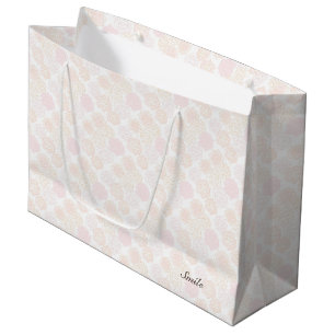 Text Customized Rose Ivory Large Paper Bag