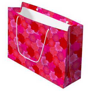 Text Customized Rose Pink Large Paper Bag