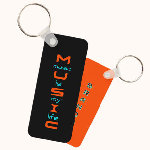 Text design about music keychain