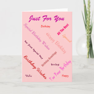 text design birthday greetings coloured background card