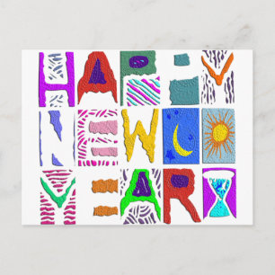 Text Design "Happy New Year" Holiday Postcard
