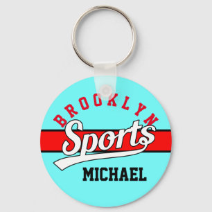 Text Design: SPORTS white + your own text & ideas Keychain