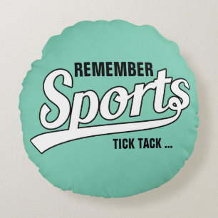 Text Design: SPORTS white + your own text & ideas Round Pillow
