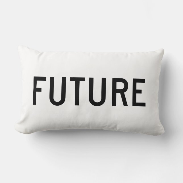 Text design | Word FUTURE | Black colour letters Lumbar Pillow (Front)