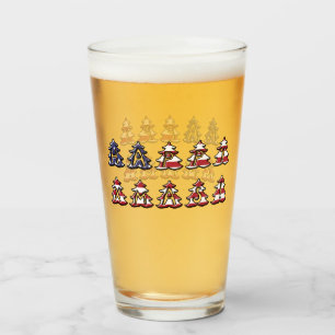 Text in Christmas Trees Happy XMAS Patriotic Glass
