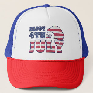 Text in Colours of the American Flag and Eagle Trucker Hat