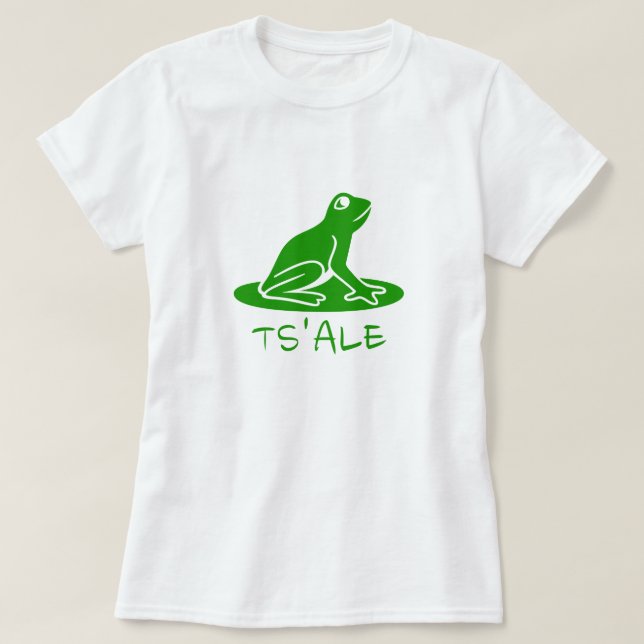 Text in Tsetsaut: ts’alε and a green frog T-Shirt (Design Front)