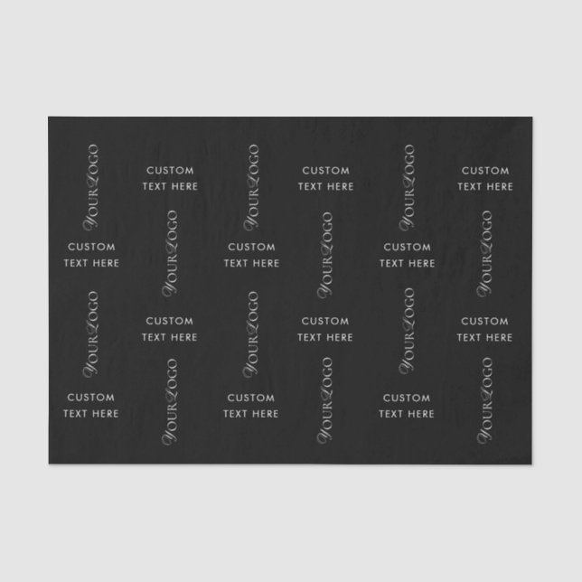 Text Logo Custom Business Company Black Background Tissue Paper (Front)