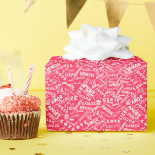 Text Love Pink Wrapping Paper