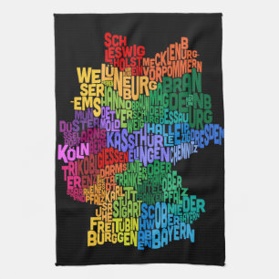 Text Map of Germany Map Kitchen Towel