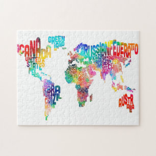 Text Map of the World Jigsaw Puzzle