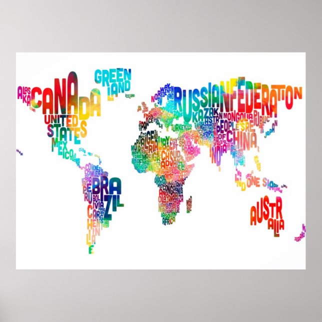 Text Map of the World Poster (Front)