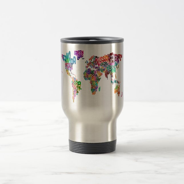 Text Map of the World Travel Mug (Center)