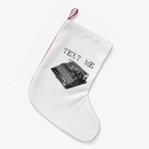 Text Me Antique Typewriter illustration Small Christmas Stocking