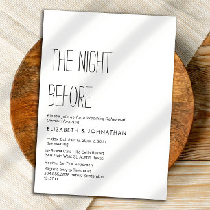 Text Minimal The Night Before Invitation