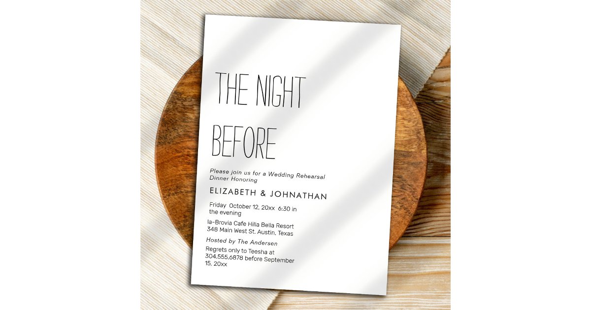 Text Minimal The Night Before Invitation | Zazzle