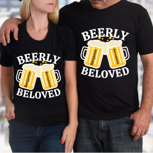 Text Name Matching Funny Beer Couple T-Shirt
