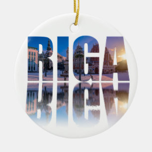 Text of Riga, Latvia Ceramic Ornament