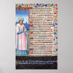 Text of the Magnificat with a portrait of Poster