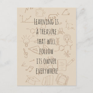 text on a school background postcard
