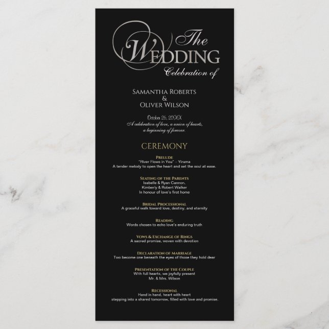 Text Only Minimal Wedding Program (Front)